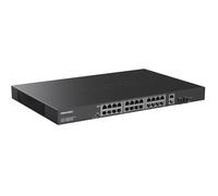 Switch PoE Gigabit a 24 porte con 2 porte Gigabit Uplink e 2 porte SFP, switch di rete PoE+ a 24 porte, budget totale 400 W, POE standard 48 V, conforme 802.3af/at, Plug and Play non gestito