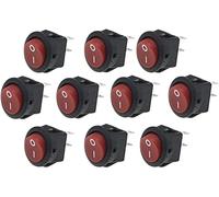 Switch Rocker 5pcs/10 pezzi un lotto 16 mm piccolo round 2pin 25 0V 3A Snap-in dell'interruttore della barca SPST ON Rame fuori posizione(10 Red)