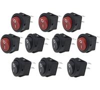 Switch Rocker 5pcs/10 pezzi un lotto 16 mm piccolo round 2pin 25 0V 3A Snap-in dell'interruttore della barca SPST ON Rame fuori posizione(5 Red 5 Black)