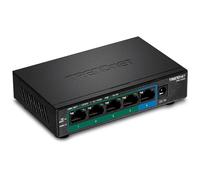 TRENDnet TPE-TG52 - Switch Gigabit PoE+ a 5 porte, budget di potenza PoE da 32 W, capacità di commutazione 10 Gbps, IEEE 802.1p QoS, supporto pass-through DSCP, senza ventola, montaggio a parete, nero