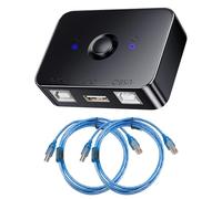 Switch USB 2.0 Condivisione Stampante 2 PC 1 Stampante Switch USB Manuale con LED Adattatore Plug & Play con 2 Cavi da 1,5 m Compatibile con Windows, macOS