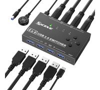 Switch USB 3.0 4 computer, selettore switch USB a 4 porte Condivisione di 4 dispositivi USB, mouse, tastiera, scanner, stampante, PC Compatibile con Mac/Windows/Linux. Con telecomando cablato