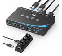 Switch USB 3.0 4 Computer Sharing 4 Porte USB Switcher Share Mouse Keyboard Scanner Printer with 3.5mm Headset Jack Audio Out Including 4 USB 3.0 Cables and Desktop Controller