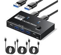 Switch USB 3.0 da 5 Gbps, 2 computer che condividono dispositivi USB C e A, commutatore USB 3.0 con guscio in alluminio con cavo di alimentazione USB-C e due cavi USB 3.0, hub switch a 4 porte per
