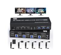 Switch video, Switch KVM 4K@144Hz 3 Monitor 4 Computer 8K@60Hz 2 DisplayPort +1 Triplo for con per uffici domestici e data center