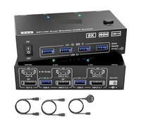 Switch video, Switch KVM 4K a 144 Hz for 2 monitor e computer, 8K a 60, KCEVE for doppio Displayport con 4 porte USB 3.0 per uffici domestici e data center