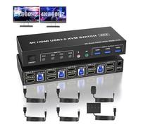 Switch video, Switch KVM USB 3.0 for 2 monitor e 4 computer, supporta EDID, switch doppio 4K60Hz con microfono porte per uffici domestici e data center