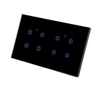 Switch Wi-Fi Touch Smart Wall Switch 2.4 GHz per app Tuya Alexa Voice Control Vetro Tempered Glass Panel Black per Smart Home Lighting Control 100-240V 50/60Hz (8 marce)