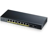 ZYXEL Switch Ethernet 8 Porte | Smart Managed | Poe+ | GS1900-10HP | 8x Porte GbE PoE+ con Budget di 77W + 2x SFP, Senza Ventola, VLAN, QoS, IGMP Snooping, Link Aggregation