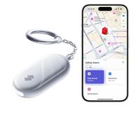 SwitchBot Allarme di Sicurezza Personale, Sirena Potente da 130dB con Luce LED Stroboscopica, Portachiavi di Autodifesa IP65 con Avvisi di Posizione, Perfetto per Donne, Bambini e Anziani, Bianco