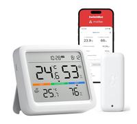 SwitchBot Bluetooth Stazione Meteorologica con IP65 Sensore Esterno, Display con Data e Ora, Esportazione Gratuita di Dati, Temperatura e Umidità, Sensore di Rugiada/VPD/Umidità Assoluta