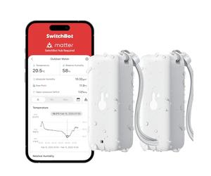 SwitchBot IP65, igrometro per interni ed esterni, termometro Bluetooth con punto di rugiada/VPD/sensore di umidità assoluto, termometro esterno, memorizzazione dati per serra, cantina, confezione da 2