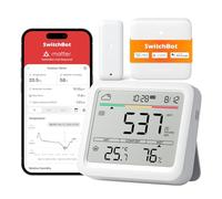 SwitchBot Rilevatore di CO2 WLAN, misuratore di CO2 con termometro IP65, igrometro e hub mini mater, misuratore di qualità dell'aria con allarme CO2, sensore Bluetooth CO2 con app, 2 anni di memoria