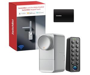 SwitchBot Serratura Intelligente WiFi Pro con Tastiera Touch, Matter Over WiFi, Serratura Elettronica con Batteria Ricaricabile, Sblocco via Impronta Digitale, Codice, Apple Home, Alexa, Google