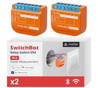 SwitchBot Smart Relay Switch 1PM Intelligente con Ripetitore Bluetooth Integrato, Interruptore Wi-Fi & Bluetooth Compatibile con Alexa/Apple Home/Google Home, Interruttore Relè 1PM 16A Confezione da 2