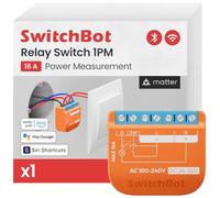SwitchBot Smart Relay Switch 1PM, Intelligente con Ripetitore Bluetooth Integrato, Interruptore Wi-Fi & Bluetooth Compatibile con Alexa/Apple HomeKit/Google Home/Matter(Hub Necessario), 2.4GHz, 16A