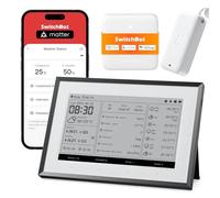 SwitchBot Stazione meteo intelligente E-Ink, monitor wireless da 7,5" per temperatura interna/esterna e umidità con calendario elettronico, compatibile con Google, iCloud, Outlook, Yahoo