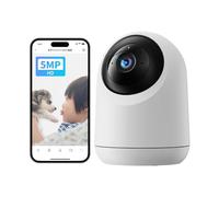 SwitchBot Telecamera Wifi di Sicurezza Domestica 5MP, Pan/Tilt Cam 3K Super HD, 2,4 GHz Wi-Fi Plug-in, Bambino Animali Monitor, 360° Rilevamento del Movimento, Audio Bidirezionale, Funziona con Alexa