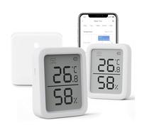 SwitchBot Termometro igrometro Wi-Fi, confezione da 2 con Hub Mini Matter, compatibile con Alexa, Apple Home, Google Home