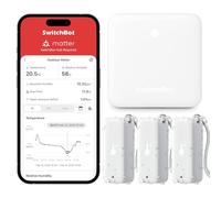 SwitchBot Termometro Wi-Fi Igrometro 3 Pezzi con Hub Mini, IP65 Impermeabile Sensore di Temperatura/Umidità Interno Esterno con Notifica App e Archiviazione Dati Gratuita, Supporta Alexa