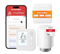 SwitchBot Termostato Radiatori Intelligente con Home Climate Panel & Hub Mini Matter | Controllo App, Accesso Remoto, Comando Vocale, Compatibile Alexa Google Home Apple Home Home Assistant