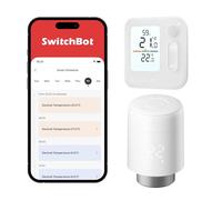 SwitchBot Termostato Smart per Radiatore con Home Climate Panel | Risparmio Energetico, Programmi Automatici & Misura Precisa, Controllo App, Finestra Aperta, Facile Montaggio, 6 Adattatori