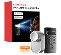 SwitchBot WiFi Smart Lock Ultra con Tastierino e Riconoscimento Facciale 3D, Serratura Smart con Impronte Digitali, Serratura Elettronica con Batteria Ricaricabile, Adatta a Matter, Alexa, Google