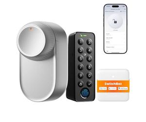 SwitchBot WiFi Smart Lock Ultra Con Tastierino Touchscreen, Serratura Smart Con Impronte Digitali, Serratura Elettronica Con Batteria Ricaricabile, Adatta A Porte Europee, Matter/Alexa/Google