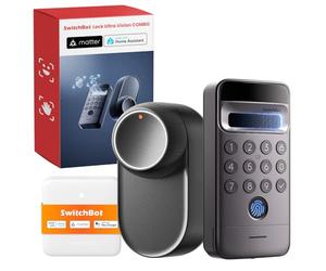 SwitchBot WiFi Smart Lock Ultra con Tastierino Vision Pro, riconoscimento 3D di volto e vene palmari, sblocco contactless, compatibile con cilindri europei. Supporta Matter, Alexa, Google e IFTTT