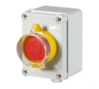 SwitchBox E-Stop esterno con pulsante di avvio momentaneo e reset rotativo, stazione di controllo elettrica NO/NC, terminali a connessione rapida per macchinari, 110x72x90mm