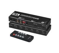 Switcher HDMI 4x2 Adattatore video 4 in 2 out 6 porte 4K HDMI Matrix Switch con telecomando Premium 4K@60 HDMI2.0 Switcher Selettore Trasmissione veloce e stabile