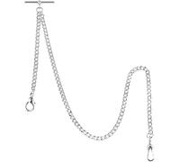 SwitchMe 1 braccialetto a catena lunga a forma di T, catena per orologio da tasca in lega di metallo vintage per uomo/signore-argento, CH1-LT