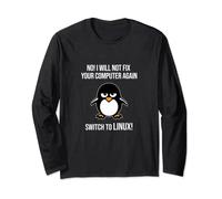 Swith a Linux Angry Tux Penguin Linux Mascot Freedom Maglia a Manica