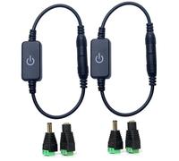 Switian 2 pezzi LED Strip Dimmer Switch, DC 12 V, dimmer in linea a LED touch, controller per strisce diodi monocolore (5,5 x 2,1 mm)