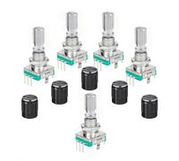 Switian Encoder rotativo EC11 360° 5 pin 20 posizioni con interruttore + cappucci a pulsante, potenziometro digitale per Arduino, Audio, fai da te elettronico (set di 5)