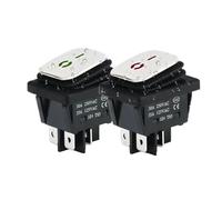 Switian Interruttore a levetta Impermeabile in Metallo Miniatura KCD4-2pcs SPST ON-OFF 4 Pin 30A 250VAC, LED Rosso/Verde, IP65 per Apparecchiature Elettrodomestici