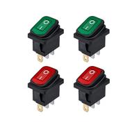 Switian KCD1 - Set di 4 interruttori a 3 pin, IP67, LED rosso/verde, 250 V/6 A, 125 V/10 A, ad alta durata, per marine, industriali e elettrodomestici