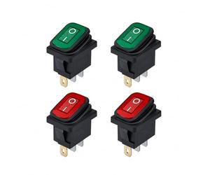 Switian KCD1 - Set di 4 interruttori a 3 pin, IP67, LED rosso/verde, 250 V/6 A, 125 V/10 A, ad alta durata, per marine, industriali e elettrodomestici