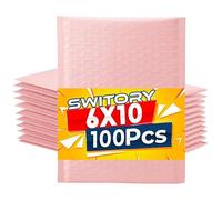 Switory 100 buste imbottite in polietilene, 15,3 x 22,9 cm, foderate a bolle, per spedizioni, imballaggi, spedizioni, spedizioni, spedizioni, autosigillanti, rosa pallido (dimensioni interne: 15,3 x