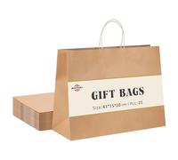Switory 25pc Sacchetto di carta Kraft con manici, 40x15x38cm Grande sacchetto regalo marrone con manici intrecciati per bomboniere, imballaggio,trasporto, vendita al dettaglio, merce, matrimonio