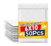 Switory - 50 buste per spedizioni imbottite in pluriball, formato A5, 15,3 x 26,9 cm, colori assortiti, chiusura adesiva (bianco)