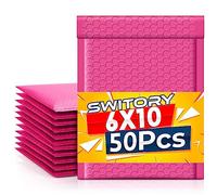 Switory 50 pezzi A5 15,3 cm x 26,9 cm Poly Bubble Mailer Buste imbottite Foderato di bolla Poly Mailer Teal autosigillante per imballaggio Rosa