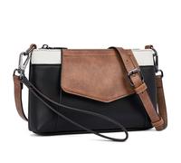 Switrock Piccola borsa a tracolla da donna, borsa per cellulare, mini borsa da polso con scomparti per carte di credito, A-nero/bianco/marrone