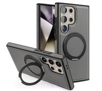 Swivel Stand Premium Leather Case For Samsung Galaxy S25 Ultra, Business Magnetic Anti-Fall Bracket Protective Case for Samsung Galaxy S24 S23 Series (S25Edge,Gray)
