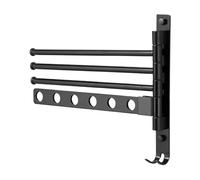Swivel Towel Rack - 4 Arm Swing Hanger | Space-Saving Wall Mounted Bathroom Organizer With 180° Rotation, Rustproof Matte Black Finish, Heavy-Duty Design Small Bathrooms And Kitchens