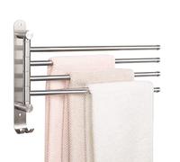 Swivel Towel Rack, Thicken SUS304 Stainless Steel 4-Arm Towel Bar, Space Saving Wall Mounted Towel Holder with Hook, Rustproof Swing out Towel Hanger for Bathroom, Kitchen (Brushed Nickel) (B