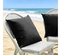 SWJ-swjssb Copricuscini Impermeabili 50x80/40x70/50x70/80x80,Copri Cuscini Esterno Impermeabile Set da 2 Fodere in Poliestere Quadrato & Rettangolare per Divano/Cuscino(Nero,70x70 cm Set of 2)