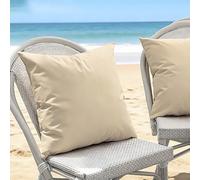 SWJ-swjssb Copricuscini Impermeabili 50x80/40x70/50x70/80x80,Copri Cuscini Esterno Impermeabile Set da 2 Fodere in Poliestere Quadrato & Rettangolare per Divano/Cuscino(Beige,65x65 cm Set of 2)