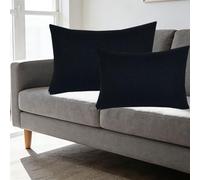 SWJ-swjssb Fodere per Cuscini Personalizzabili in Velluto a Coste Elasticizzato | Set di 2 Federa Cuscino con Cerniera Invisibile, Lavabili | Copricuscino Decorative per Divano(Nero,30x60 cm)