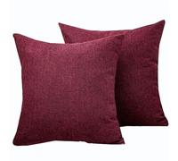 SWJ-swjssb Set di 2 Copri Cuscini Divano 50x70 Copricuscino 70x70 60x80 con Cerniera,Federe Moderne per Camera da Letto Divano Decorativo Lino Elegante Lavabile Copricuscini(Burgundy,70x70 cm 2pcs)